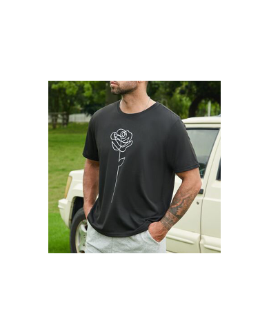 men printing flower short  sleeve T-shirt