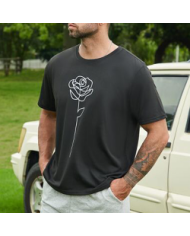 men printing flower short  sleeve T-shirt