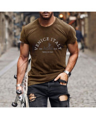 men letters printing short sleeve T-shirt