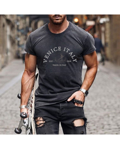 men letters printing short sleeve T-shirt