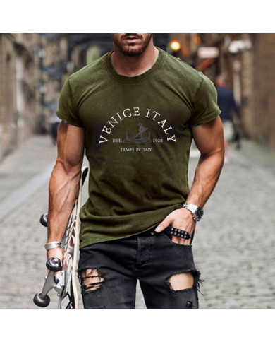 men letters printing short sleeve T-shirt