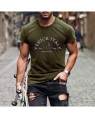 men letters printing short sleeve T-shirt