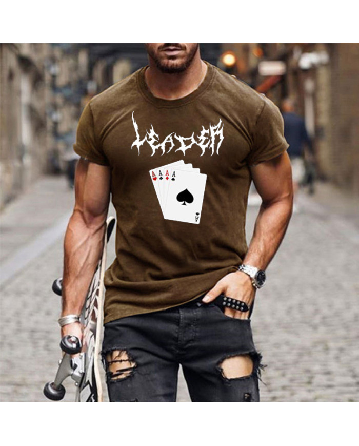 summer men poker card printing short sleeve T-shirt
