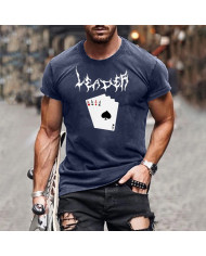summer men poker card printing short sleeve T-shirt