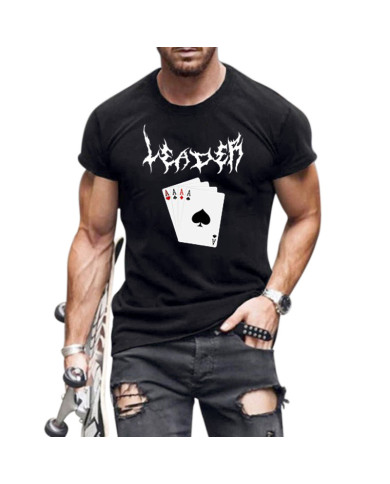 summer men poker card printing short sleeve T-shirt