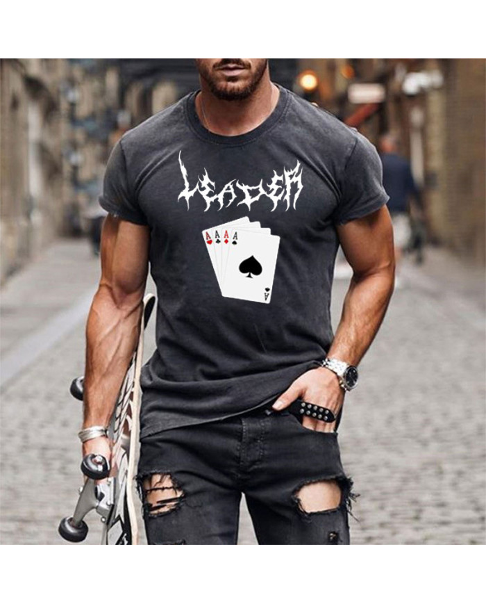 summer men poker card printing short sleeve T-shirt