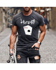 men printing flower short  sleeve T-shirt