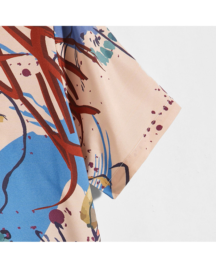 sandbeach summer men leisure stand collar shirt