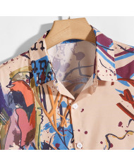 sandbeach summer men leisure stand collar shirt