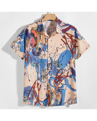 sandbeach summer men leisure stand collar shirt