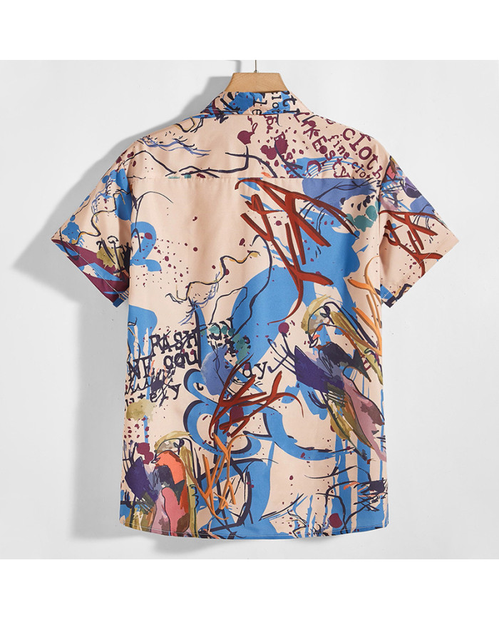 sandbeach summer men leisure stand collar shirt