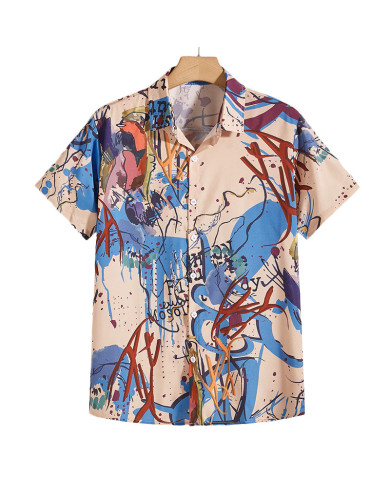 sandbeach summer men leisure stand collar shirt