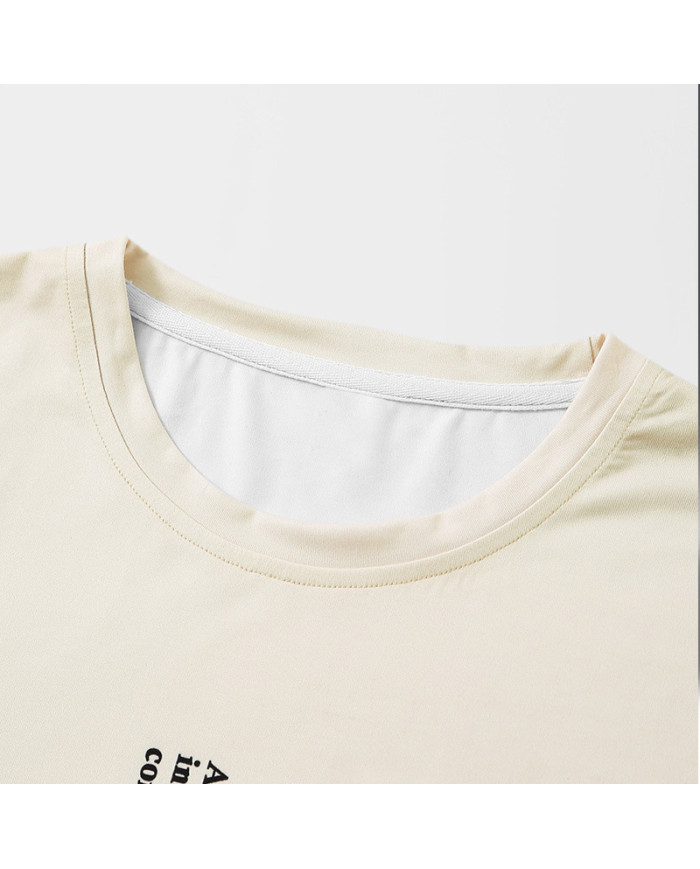 fashion ink printing loose fit short sleeve men T-shirt