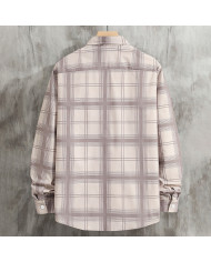 summer men leisure lattice long sleeve cardigan shirt