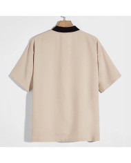 summer men khaki leisure baseball stand collar shirt