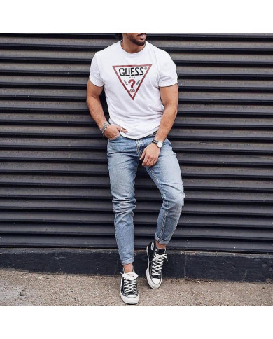 summer men slim printing short sleeve T-shirt