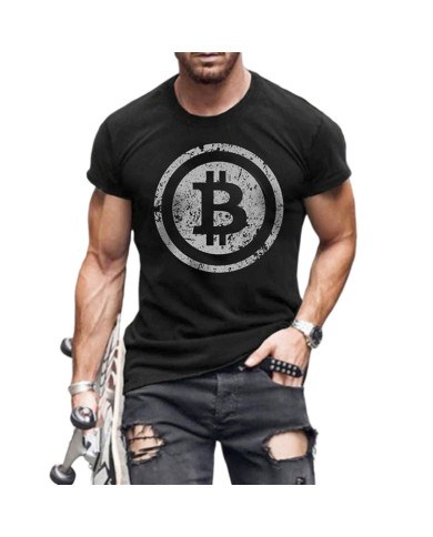 summer men bitcoin printing short sleeve T-shirt
