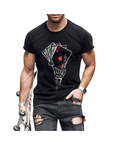summer men porker printing short sleeve T-shirt