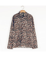 summer men leisure leopard printing long sleeve shirt