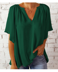 summer women leisure quarter sleeve V collar T-shirt