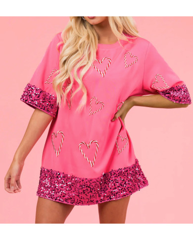 summer women leisure fashion sequin T-shirt