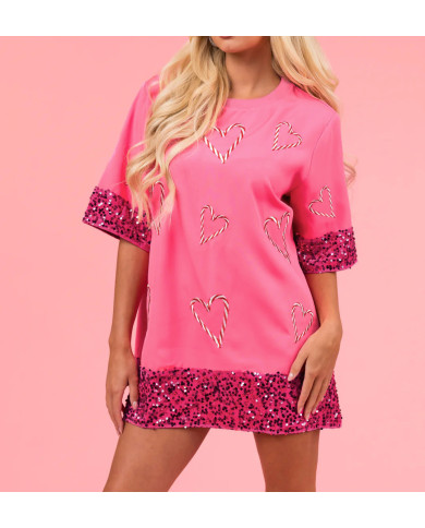 summer women leisure fashion sequin T-shirt