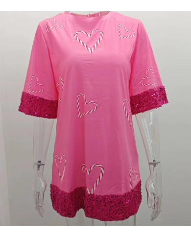 summer women leisure fashion sequin T-shirt