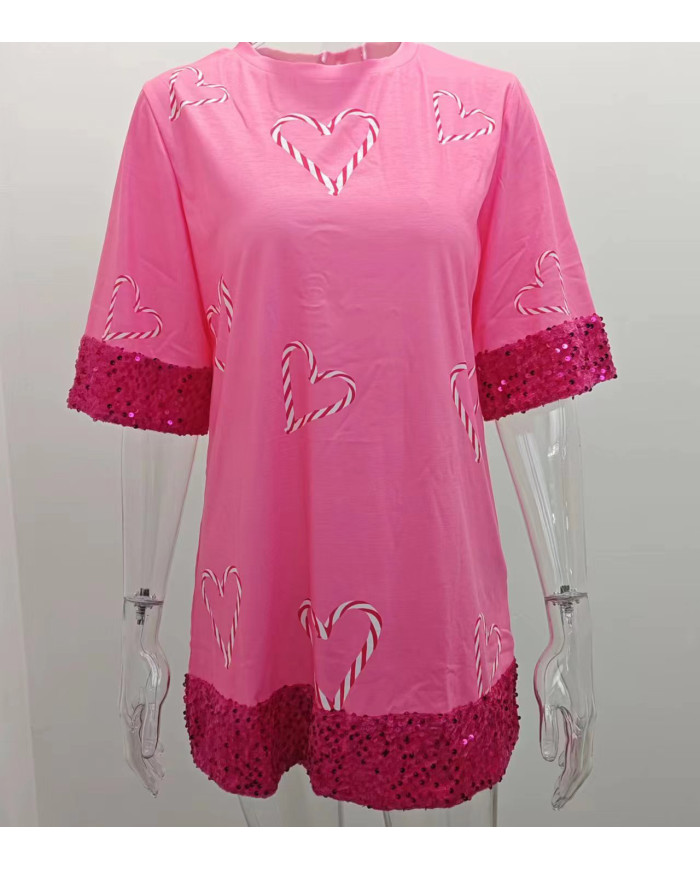 summer women leisure fashion sequin T-shirt