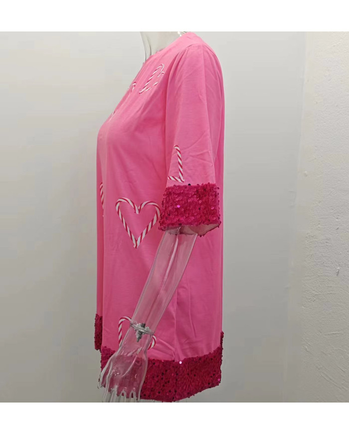 summer women leisure fashion sequin T-shirt