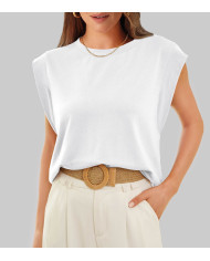 summer women loose fit raglan sleeve white T-shirt