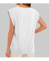 summer women loose fit raglan sleeve white T-shirt