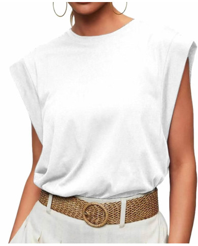 summer women loose fit raglan sleeve white T-shirt