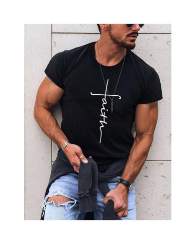 Men's fashion print style black T-shirt