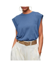 summer women loose fit raglan sleeve stripe white T-shirt