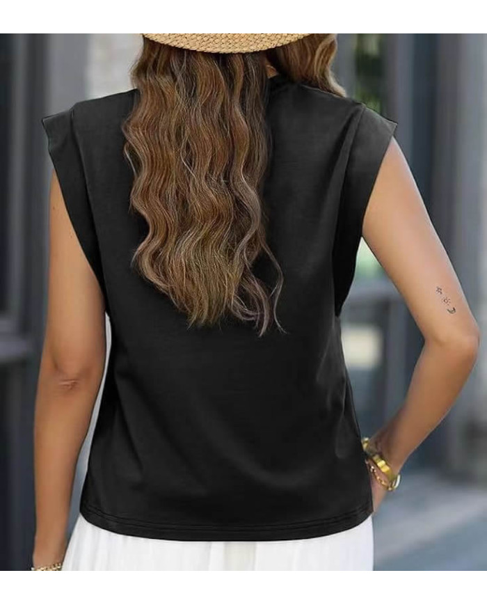 summer women loose fit raglan sleeve black T-shirt