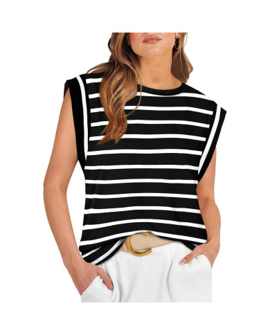 summer women raglan sleeve stripe black T-shirt