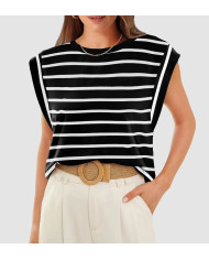summer women raglan sleeve stripe black T-shirt
