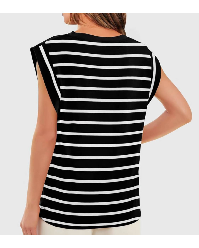 summer women raglan sleeve stripe black T-shirt