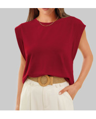 summer women loose fit raglan sleeve red T-shirt