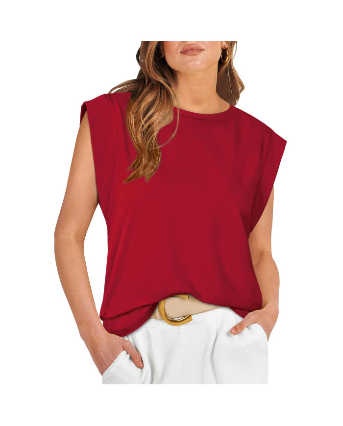 summer women loose fit raglan sleeve red T-shirt