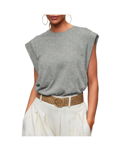 summer women loose fit raglan sleeve gray T-shirt