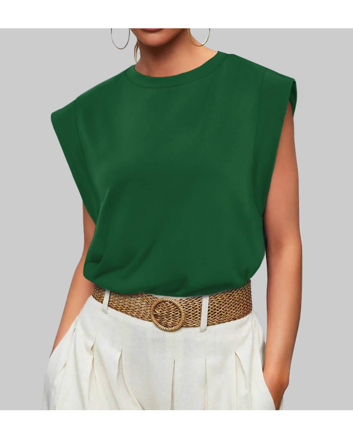 summer women loose fit raglan sleeve green T-shirt