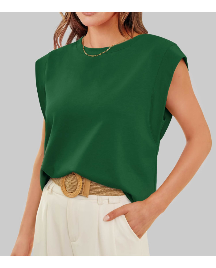 summer women loose fit raglan sleeve green T-shirt
