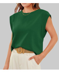 summer women loose fit raglan sleeve green T-shirt