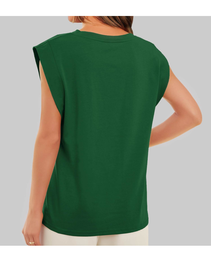 summer women loose fit raglan sleeve green T-shirt