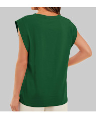 summer women loose fit raglan sleeve green T-shirt