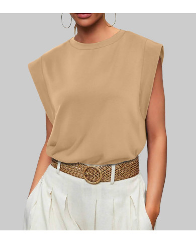 summer women loose fit raglan sleeve apricot T-shirt