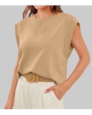 summer women loose fit raglan sleeve apricot T-shirt