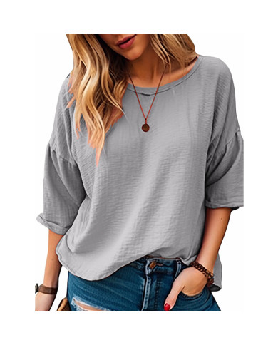 summer women leisure pure color T-shirt