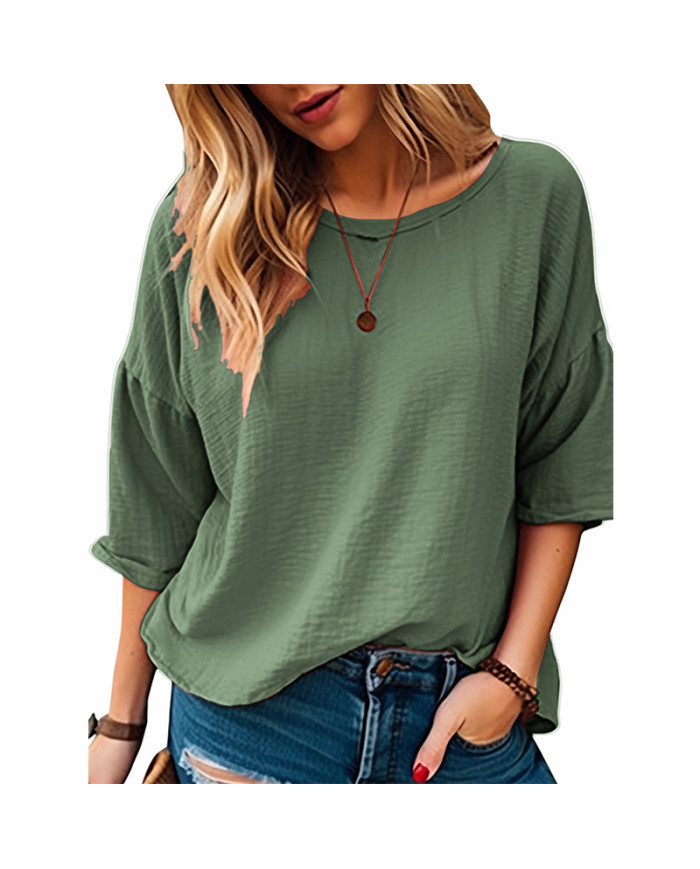 summer women leisure pure color T-shirt